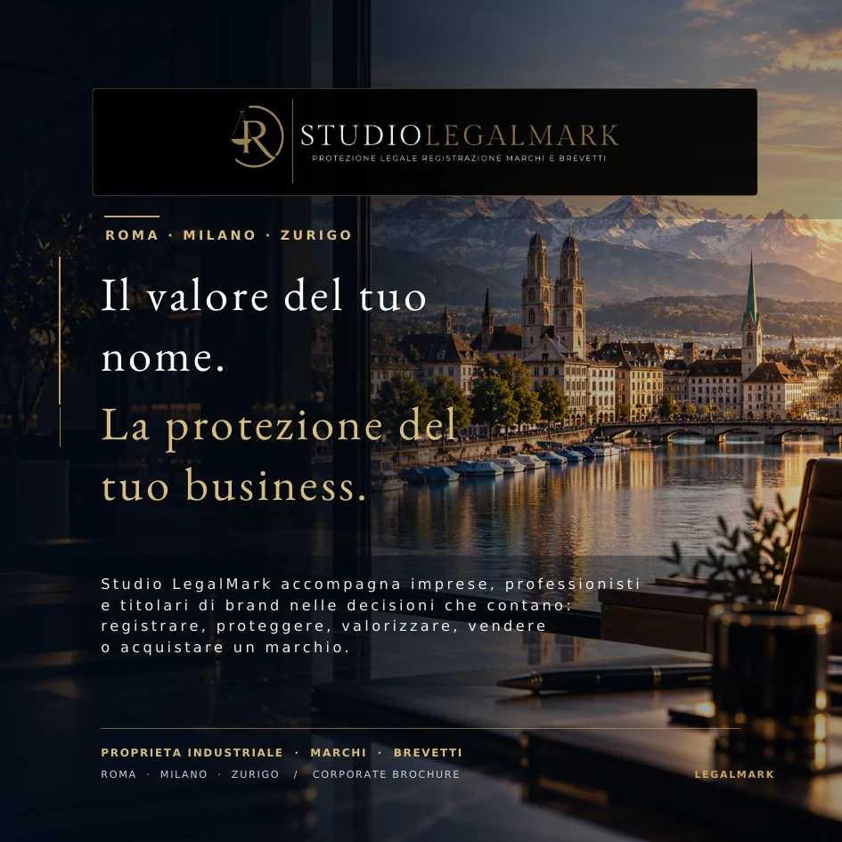 Copertina della brochure corporate LegalMark: Roma, Milano, Zurigo